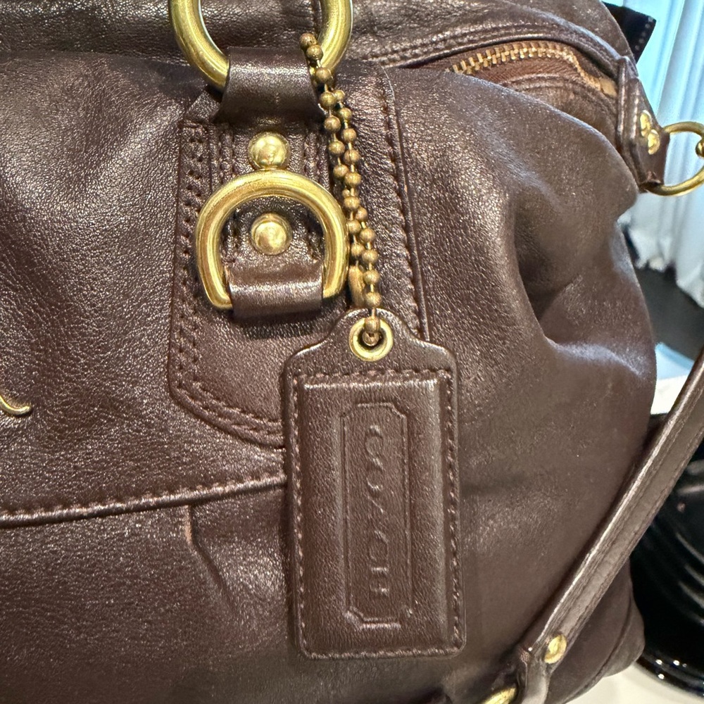 Coach Ashley in Dark Brown Leather Satchel with Gold Hardware - Picture 6 of 11